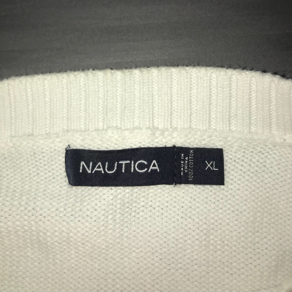 White Nautica sweater XL 100% cotton - Picture 3 of 4