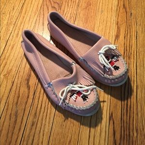 Classic Pink leather moccasins