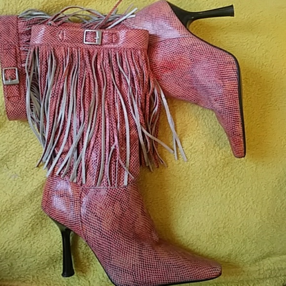 bebe Shoes - Leather Fringe BeBe Boots 7.5