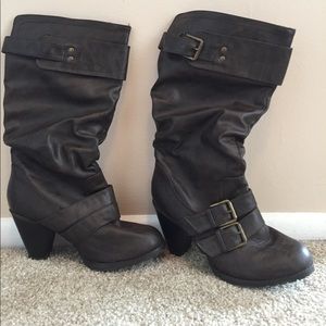 Dark brown heeled boots