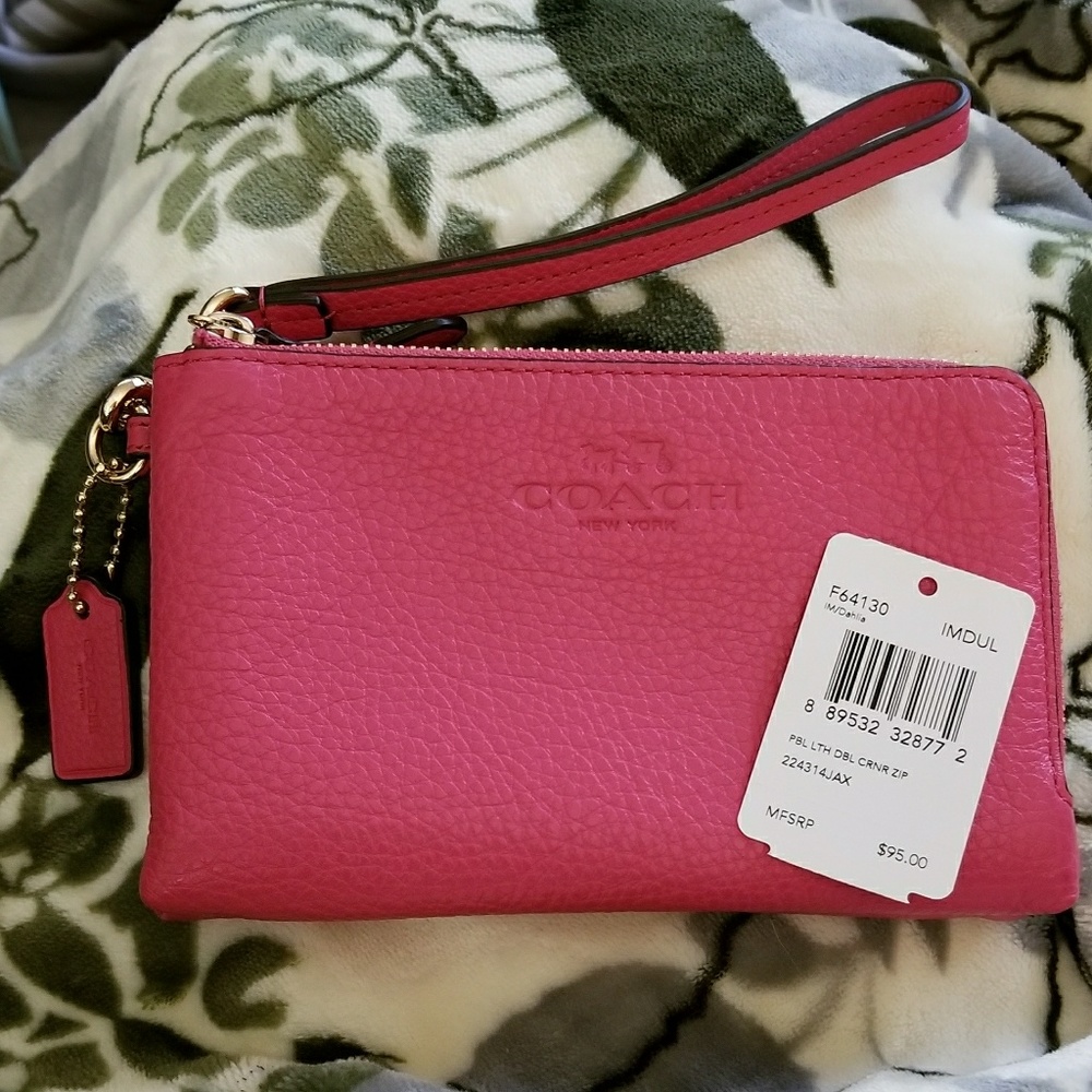 *Sold on x-post* Coach double corner zip wristlet