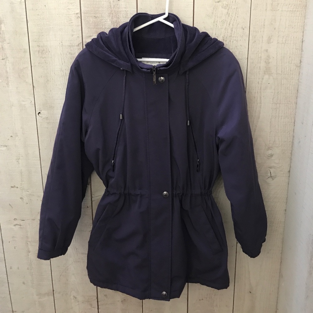 Liz Claiborne Hooded Zip Front Jkt w/ Snap Details