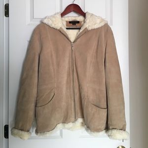 Static heavy winter suede faux fur coat
