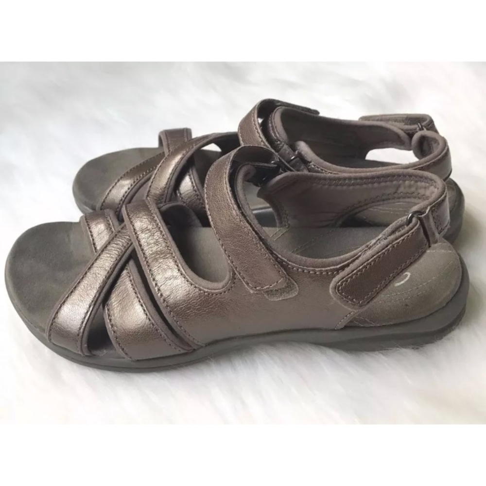 Clarks Metallic Pewter Leather Sandals