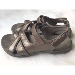 Clarks Metallic Pewter Leather Sandals