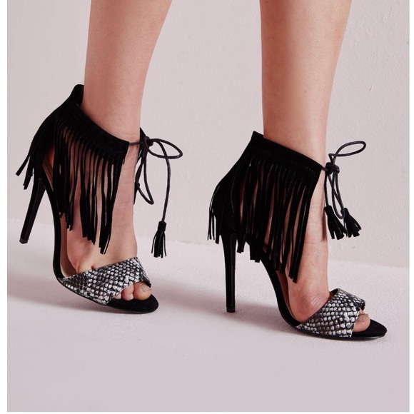 Missguided Shoes - Black fringe heels