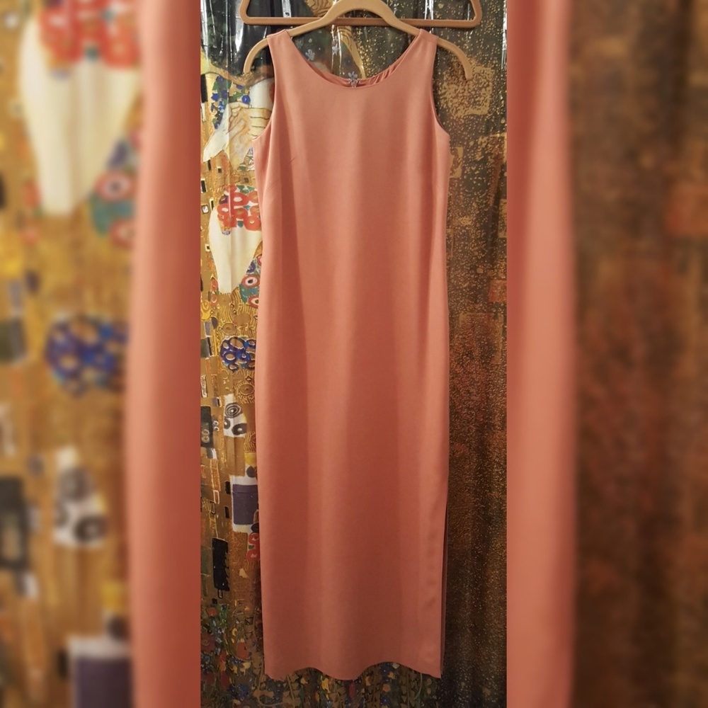 Casual Corner Long Maxi Dress, Silk, Rust,  2