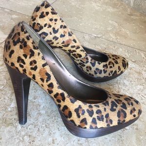 100% gEnUine leaTheR cAlf hAir le0paRd heEls