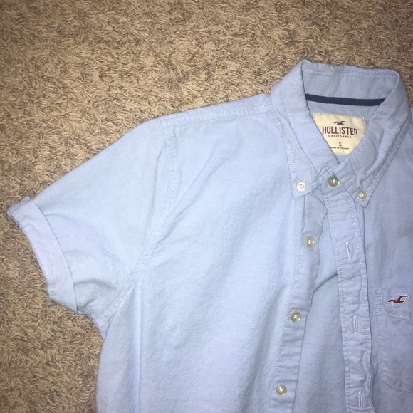 blue shirt sleeve button-up shirt - Picture 5 of 5