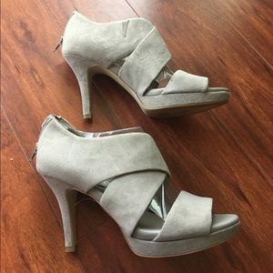 Grey suede heels