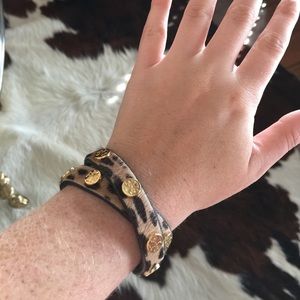 Cheetah print pony hair Tory Burch bracelet