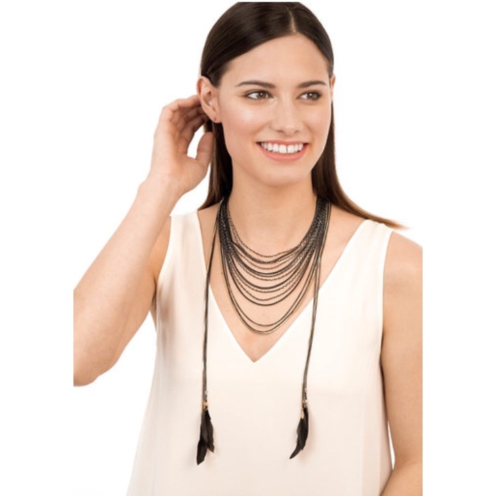 Stella & Dot Layered Feather Necklace