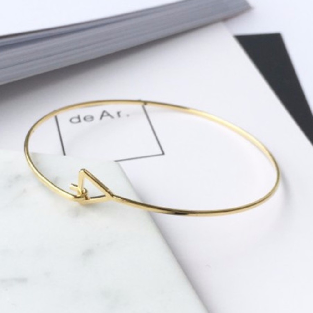 Triangle gold toned bangle bracelet - Picture 1 of 3