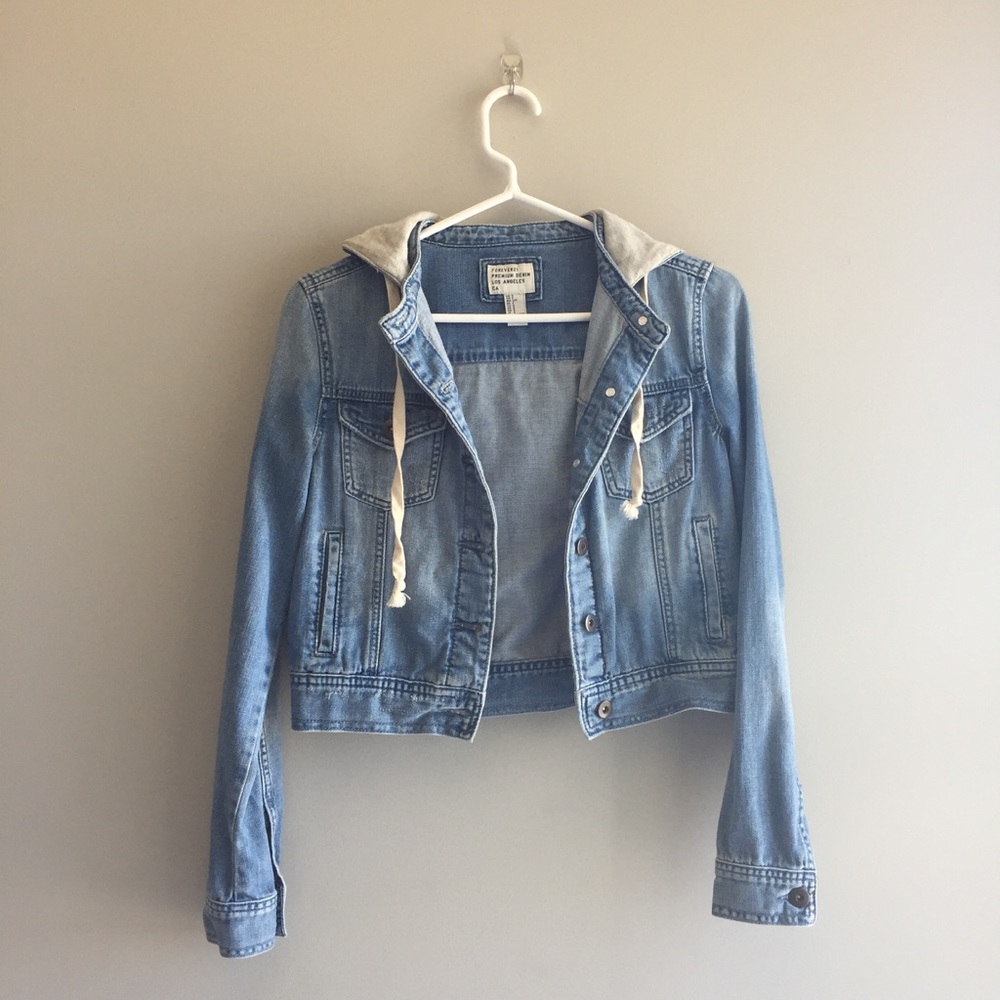 Denim Jacket With Removable Hood