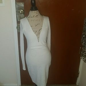 Sheer sleeve midi dress