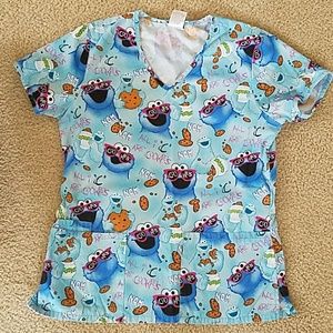 Cookie monster scrub top