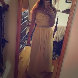 Brand new strapless yellow prom dress
