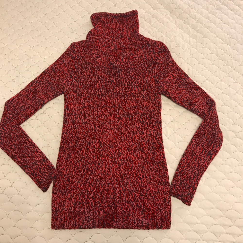 The Limited Black/Red Knit Turtleneck Sweater, XS