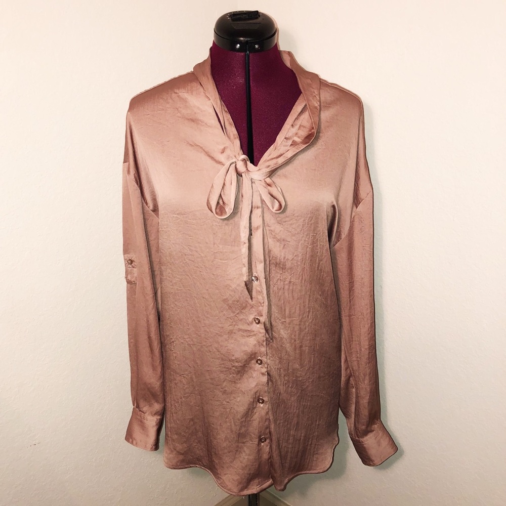 Express tie front silk blouse