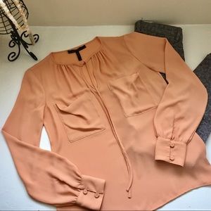 BCBGMAXAZRIA Joss Tie-Keyhole Blouse Sz. XXS