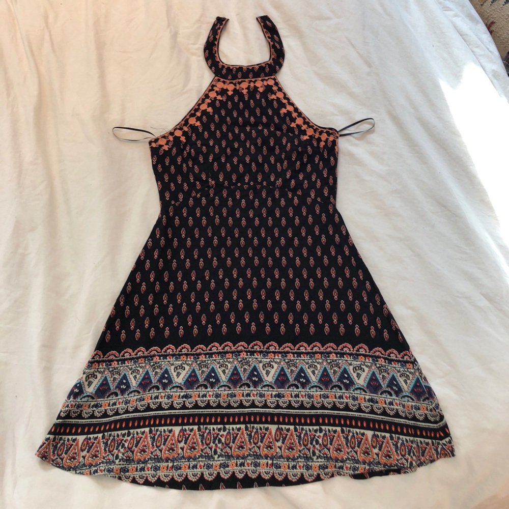 HOTTT Black print mini halter dress from LF! NWT!