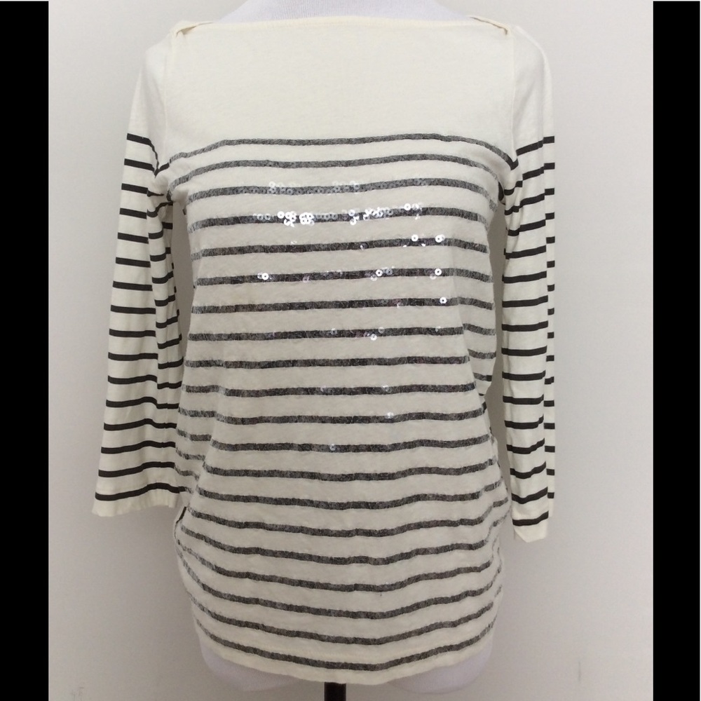 Stripe sequin boatneck tee