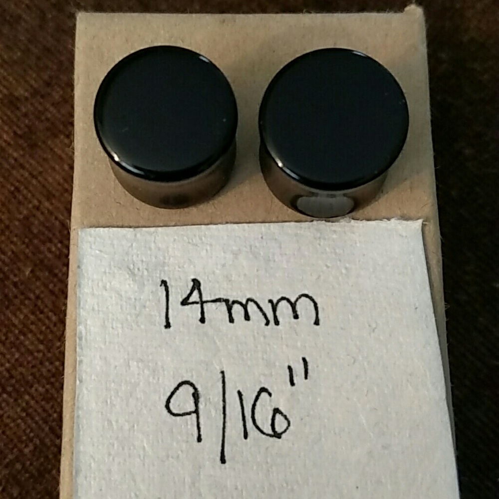 Black acrylic double flare 14mm 9/16" plugs