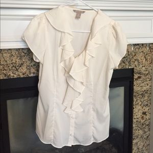 NWOT Banana Republic button down ruffle top