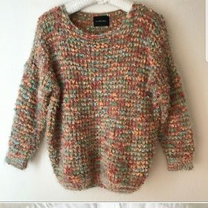 Anthro La Fee Verte Fluffy Eyelet Rainbow Sweater