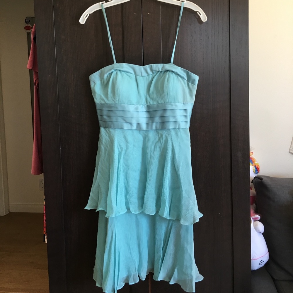 Size 6 light teal never worn BCBG strapless dress