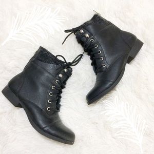 Lace Up Booties Combat Boots