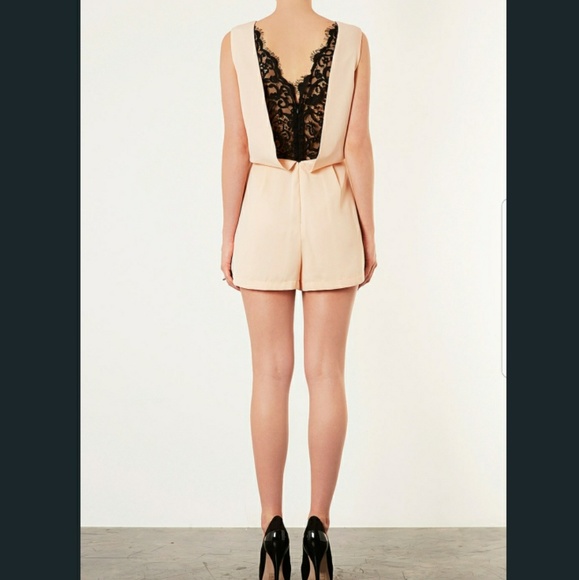 Topshop Petite Black Lace Back Tailored Romper - Picture 4 of 8
