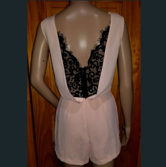 Topshop Petite Black Lace Back Tailored Romper - Picture 6 of 8