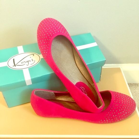 Brand New Fuchsia Studded Flats Size 6 - Picture 1 of 8