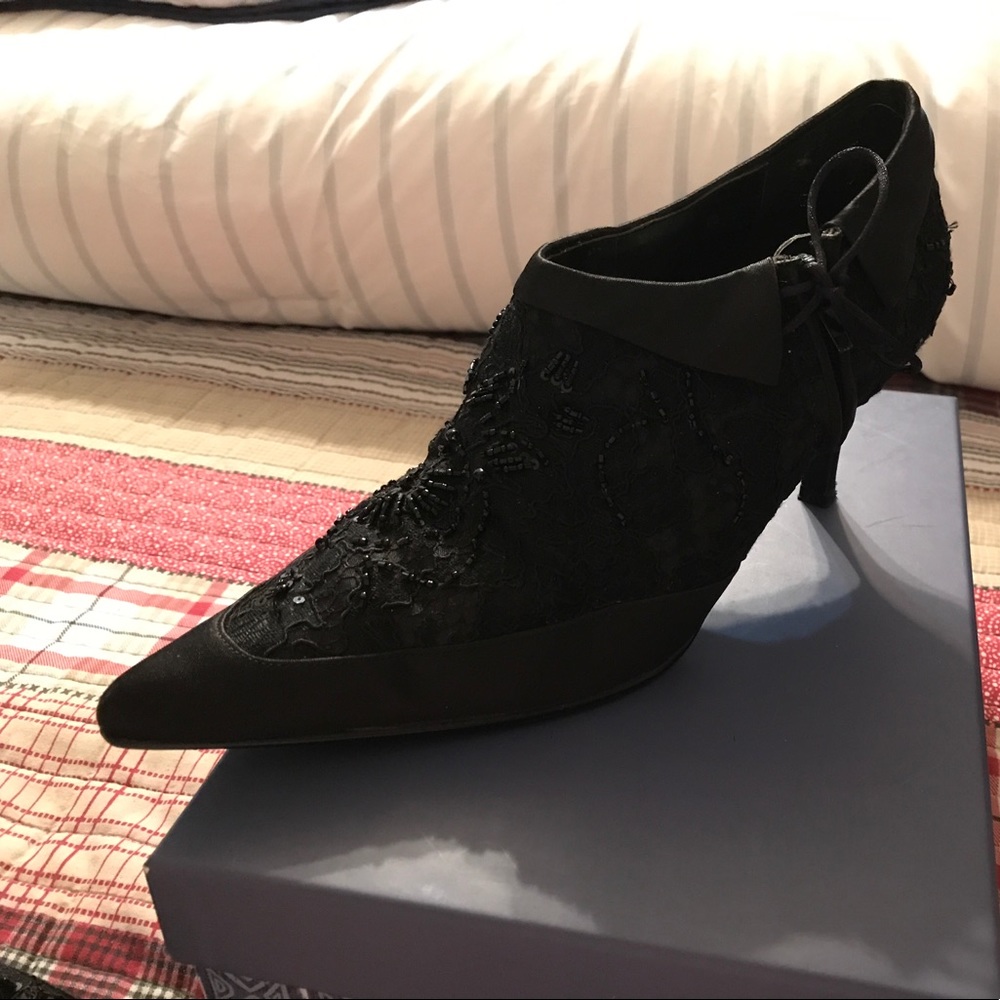 Newport News Satin, Silk, Sequin Bootie.