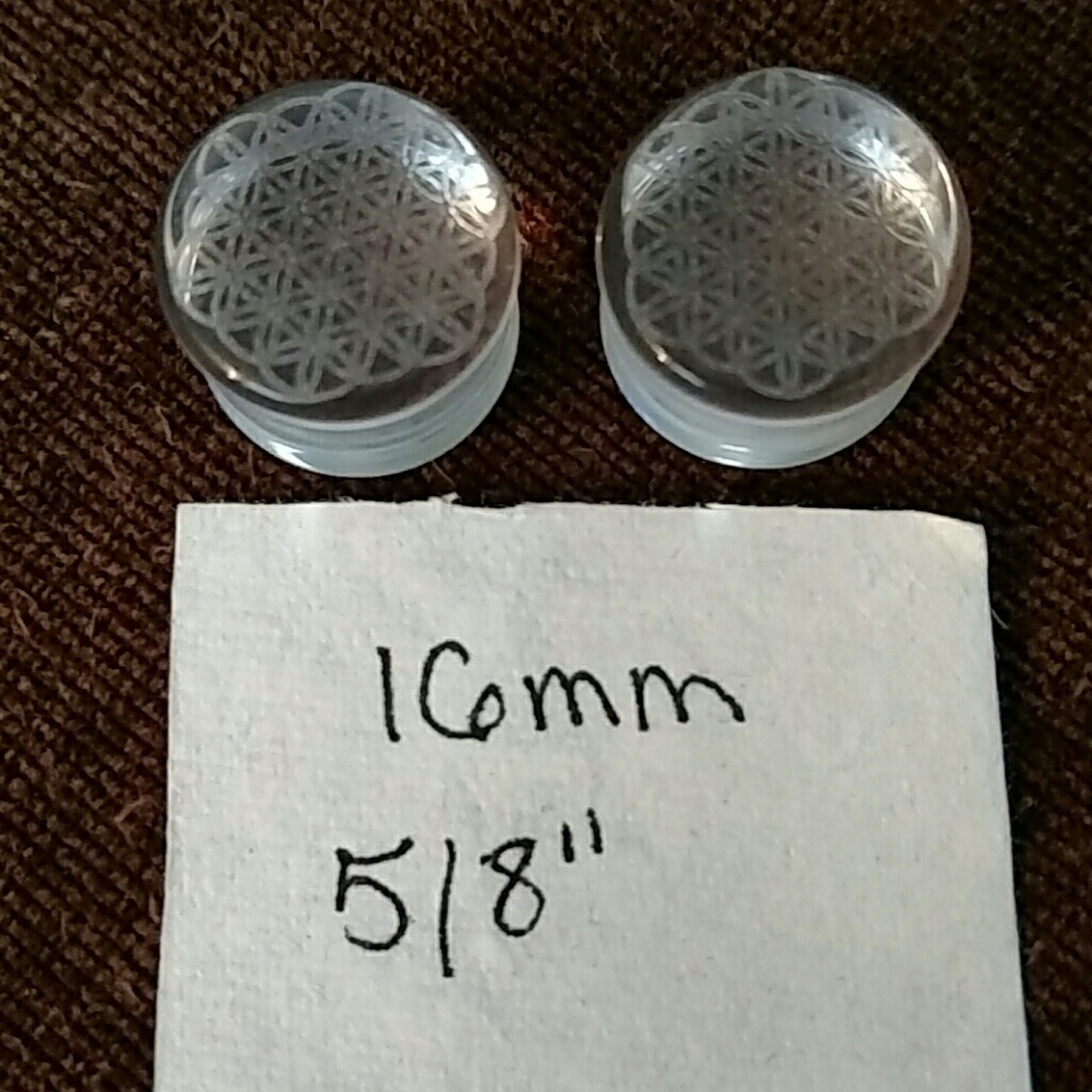 Glass flower of life plugs 16mm 5/8"