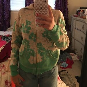 Tan and green floral jacket