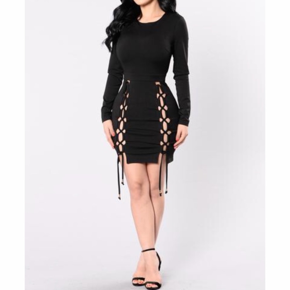 New With Tags lace up Black Dress