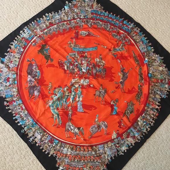 Hermes silk scarf. 34X34 - Picture 2 of 8