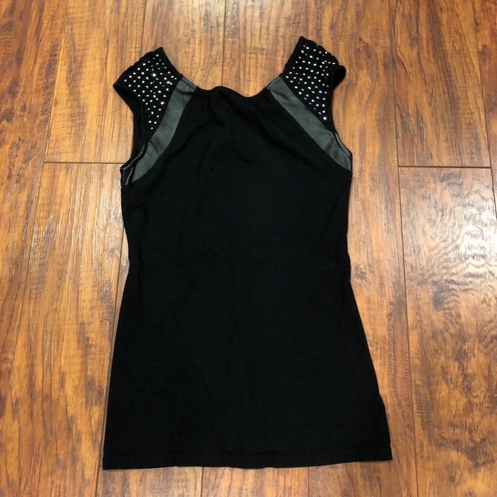 Black top faux leather detail