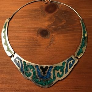 Silver vintage Aztec necklace