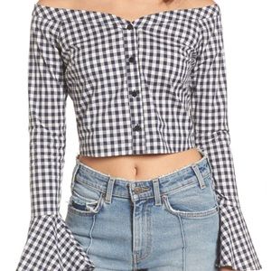 Bell Sleeve Off the Shoulder Crop