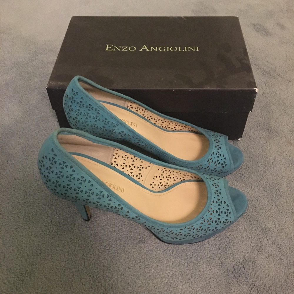 Enzo Angiolini Blue Peep Toe Heels