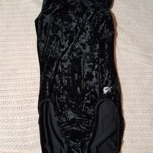 Black velvet gymnastic leotard