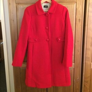 Red, knee-length J.Crew coat