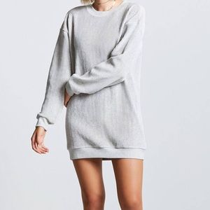 Grey Ribbed Sweater Dress