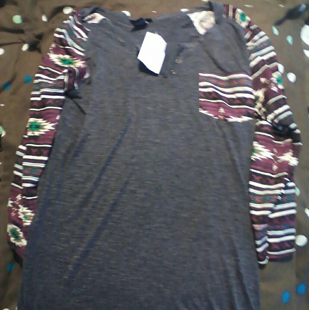 Tribal print baseball shirt