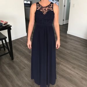 Lulus so far gown navy blue maxi dress
