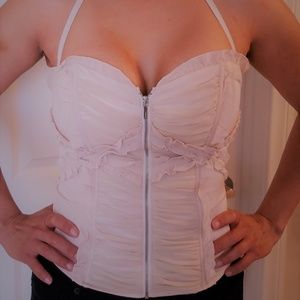 BEBE Cream Corset Blouse