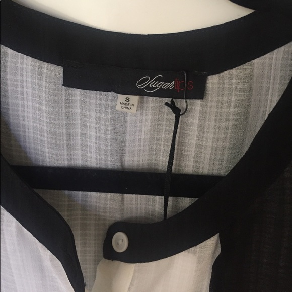NWT SugarLips black & white button up top  - Picture 5 of 6